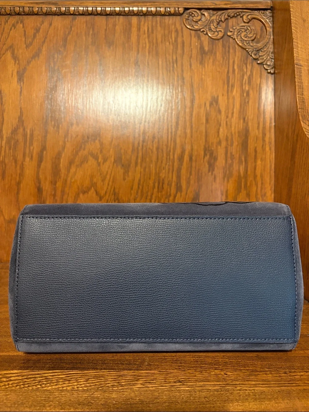 NWT-Kate Spade-Phoebe-Suede Embroidered-Medium Top Handle Bag-Blazer Blue-$459